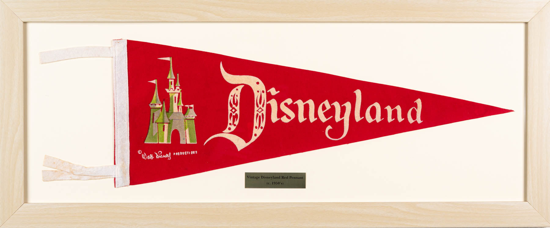 Vintage Disneyland Red Pennant  c.1950's